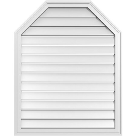 Ekena Millwork Octagonal Top Surface Mount PVC Gable Vent w/ 2"W x 1-1/2"P Brickmould Frame, 32"W x 40"H GVPOT32X4002SF